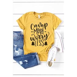 Yellow Camp More Work Less Graphic Print Short Sleeve T Shirt