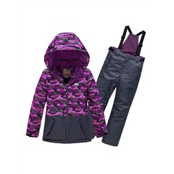 Горнолыжный костюм Valianly для девочки темно-фиолетового цвета 9016TF