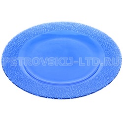 "Mosaic Blue" Тарелка стеклянная мелкая д270мм, h20мм, синий (Россия)