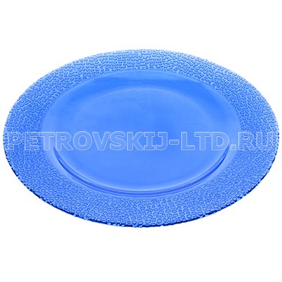 "Mosaic Blue" Тарелка стеклянная мелкая д270мм, h20мм, синий (Россия)