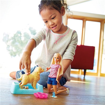 Mattel Barbie FDD43 Барби Игровой набор "Кукла и собака с новорожденными щенками"