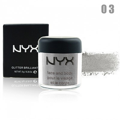 NYX GLITTER BRILLIANTS - №03, пигмент рассыпчатый для лица и тела 8 г