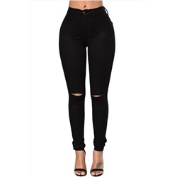 Черный джинсы-скинни с разрезами на коленях