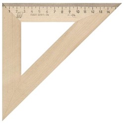 Треугольник, угол 45°, 16 см, Красная звезда, деревянный