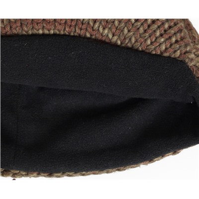Вязаная меланжевая мужская шапка с козырьком на флисовой подкладке. Согреет в холод и поможет создать правильный имидж  №5047