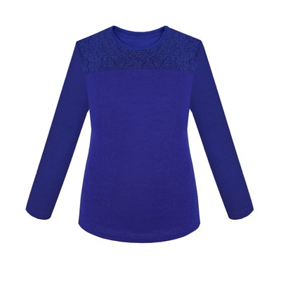 Синий джемпер(блузка) для девочки с кокеткой 80266-ДНШ21