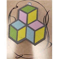 ЗН0029 Стильный деревянный значок "Кубики"