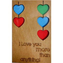 ОТК0073 Стильная деревянная открытка "I love you more than everything!"