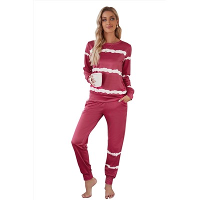 Red Stripes Long Sleeves and Joggers Lounge Set