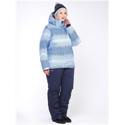 Женский зимний костюм горнолыжный большого размера синего цвета 01830S