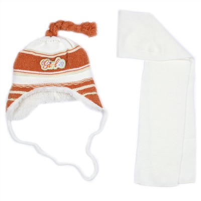 Комплект шапка шарф, детский 45615.25 (бело-оранжевый)