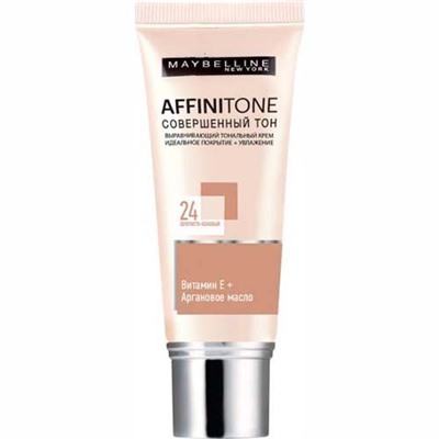 Тональный крем Maybelline Affinitone Vitamin E Совершенный тон, тон 24, золотисто бежевый.