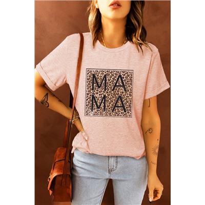Pink Leopard Square MAMA Graphic T-shirt