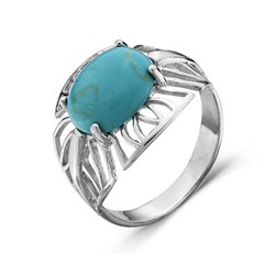 Серебряное кольцо  925 пробы с голубым бирюзой - 137