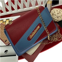 Миниатюрная сумочка Jardany на цепочке дымчато-голубого и вишнёвого цвета.