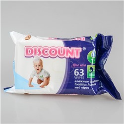 Салфетки влажные ТМ Discount, Алоэ для детей, 63 штук