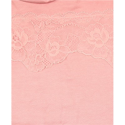 Розовая школьная водолазка (блузка) для девочки с кружевом 83872-ДШ20