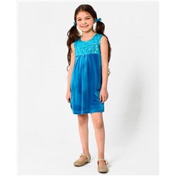 Нарядное бирюзовое платье для девочки 82964-ДН18
