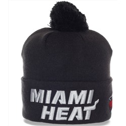 Классная шапочка фаната баскетбольного клуба Miami Heat с помпоном №4482