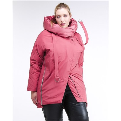 Женская зимняя молодежная куртка большого размера персикового цвета 90-911_75P