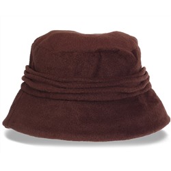 Коричневая женская шляпка из флиса. Незаменимый теплый аксессуар последней модной тенденции. В ней всегда будет уютно и тепло!  №5095