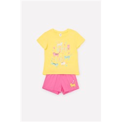 Пижама для девочки Crockid К 1557 желтый + розовый