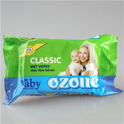 Салфетки влажные ТМ Ozone, Алоэ для детей,72 штук