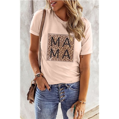 Pink Leopard Square MAMA Graphic T-shirt
