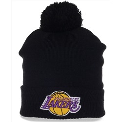 Классная мужская шапка Lakers. Теплая модель в городском стиле №4457