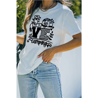 White LOVE Camping Graphic T-shirt