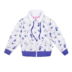 Куртка для девочки Crockid К 300383 серо-голубой меланж птички к105