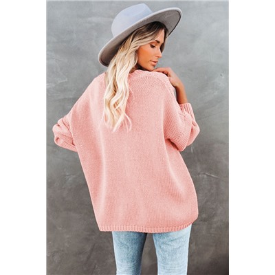 Розовый свитер оверсайз с заниженными плечами