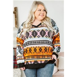 Разноцветный пуловер-свитшот плюс сайз с ацтекским орнаментом