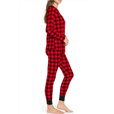 Красно-черный клетчатый комплект для отдыха: пуловер + штаны