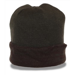 Трикотажная популярная мужская шапка повседневный вариант с отворотом  №3454а