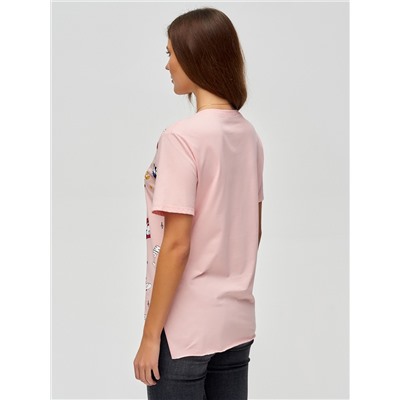 Женские футболки с принтом розового цвета 34004R