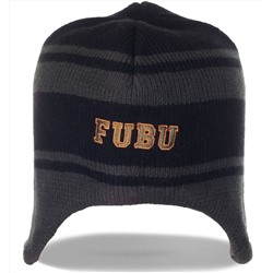 Авангардная мужская шапка с ушками от Fubu (на флисе) №4467