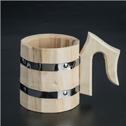 Кружка бондарная деревянная (Липа) 1 л TM ”Бацькина баня”