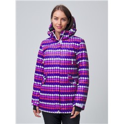 Женская зимняя горнолыжная куртка темно-фиолетового цвета 1937TF