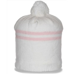 Белоснежная женская шапка бини элегантная уютная комфортная в гардероб ценителю качества  №4122