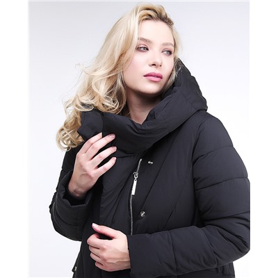 Женская зимняя классика куртка с капюшоном черного цвета 191949_01Ch