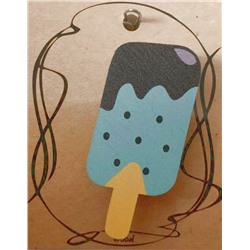 ЗН0022 Стильный деревянный значок "Синее мороженое"