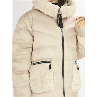 Куртка зимняя big size бежевого цвета 72180B