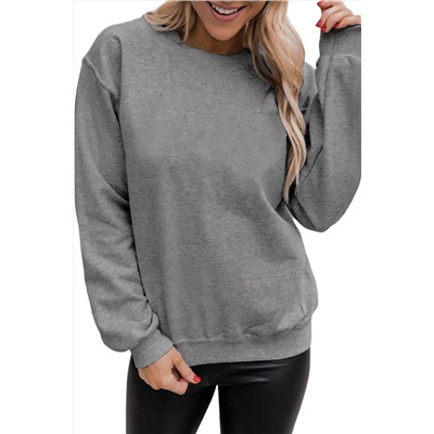 Светло-серый однотонный пуловер-свитшот