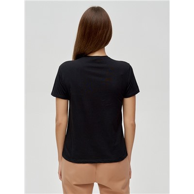 Женские футболки с принтом черного цвета 3130Ch