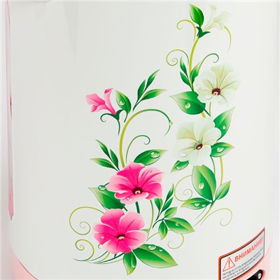 Чайник-термос электрический DELTA DL-3032 "Вьюнок" белый с розовым